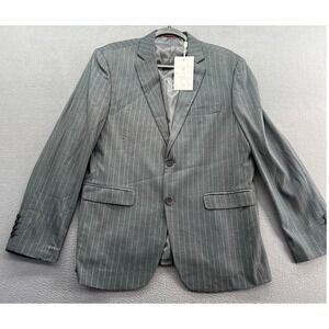 MOGU Jacket Blazer Mens Sz 40 Gray Pinstripe Suit Blazer Button Front